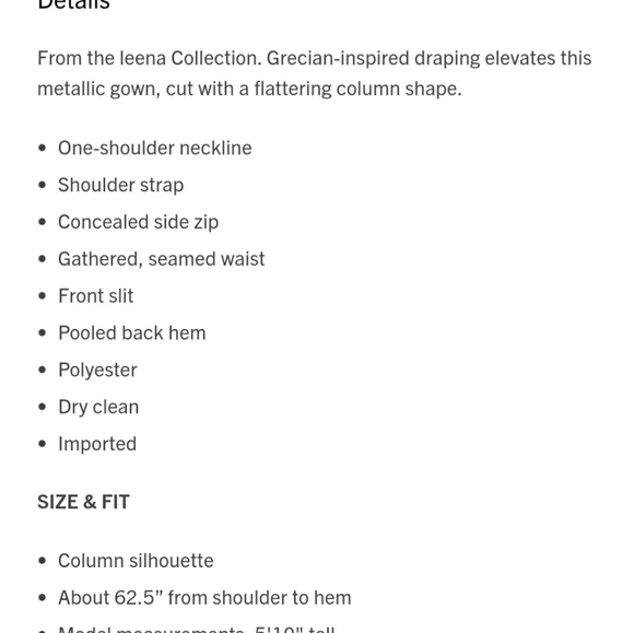 This is a beautiful McDougal dress in liquid gold color in size 12.  Worn once. - Picture 4 of 5